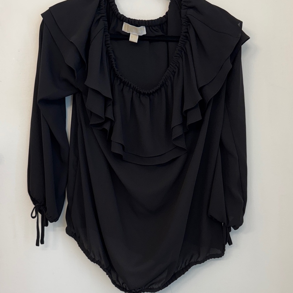 MICHAEL Michael Kors Black Ruffled Blouse